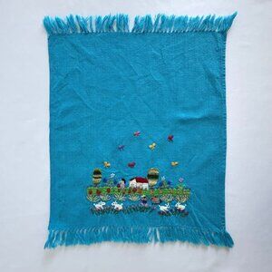 Mexican Purépecha Traditional Embroidery Handmade Embroidered Tea Towel, Mexico